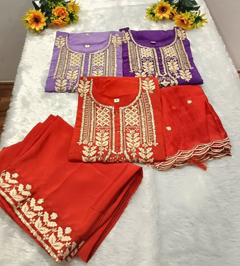 Pragati By Vitara Crape Silk Size Combo Kurtis Set